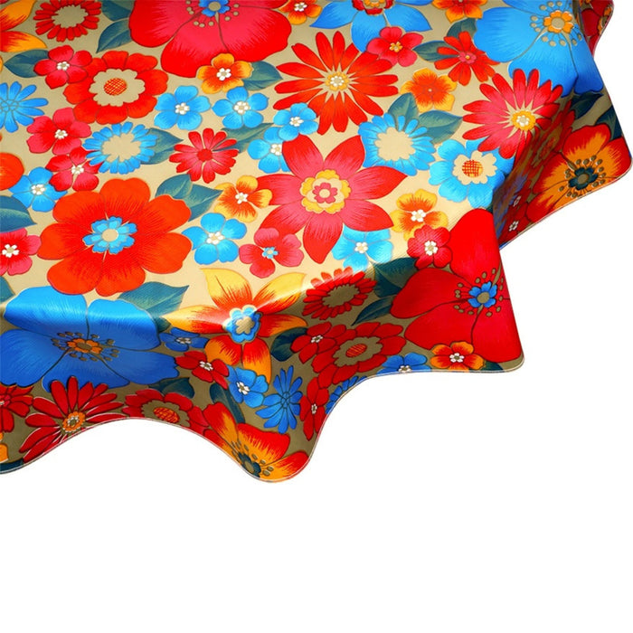 freckled sage round betty's bunch gold oilcloth tablecloth