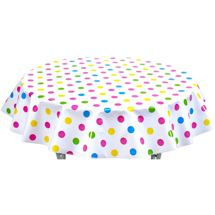 freckled sage round big dot pink oilcloth tablecloth
