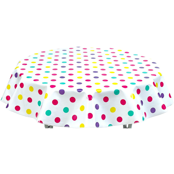 freckled sage round big dot purple oilcloth tablecloth