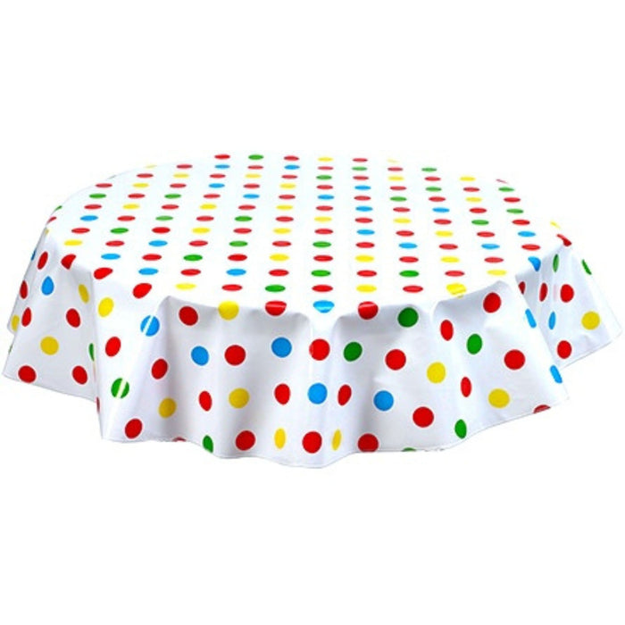 freckled sage round big dot red oilcloth tablecloth