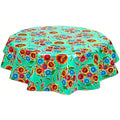 freckled sage bloom aqua oilcloth tablecloth