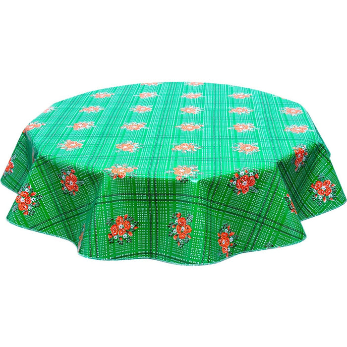 freckled sage round bouquet green oilcloth tablecloth