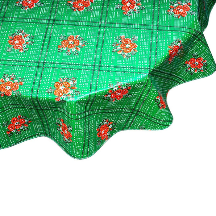 freckled sage round bouquet green oilcloth tablecloth