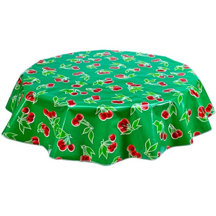 freckled sage round cherry green oilcloth tablecloth