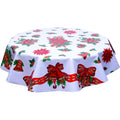 freckled sage round christmas bells and bows white oilcloth tablecloth