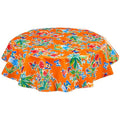 freckled sage round edgar's butterfly orange oilcloth tablecloth