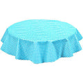 freckled sage round gingham light blue oilcloth tablecloth