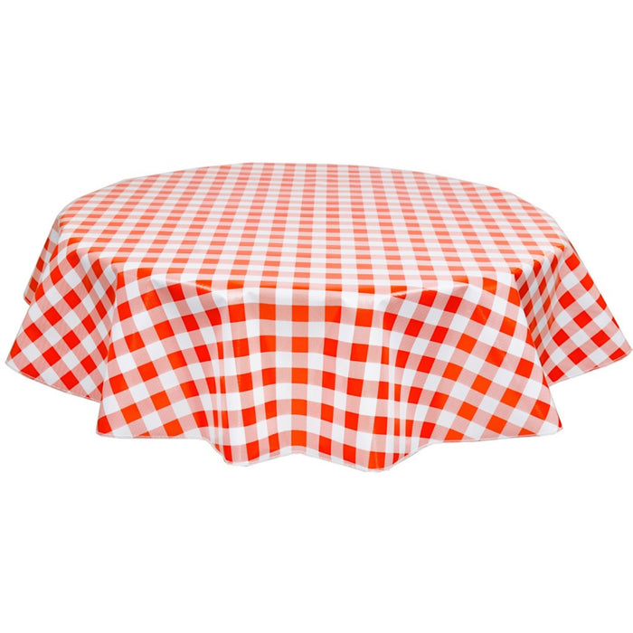freckled sage round large gingham orange oilcloth tablecloth