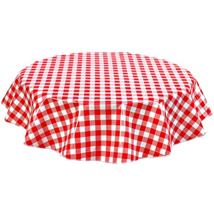 freckled sage round large gingham red oilcloth tablecloth