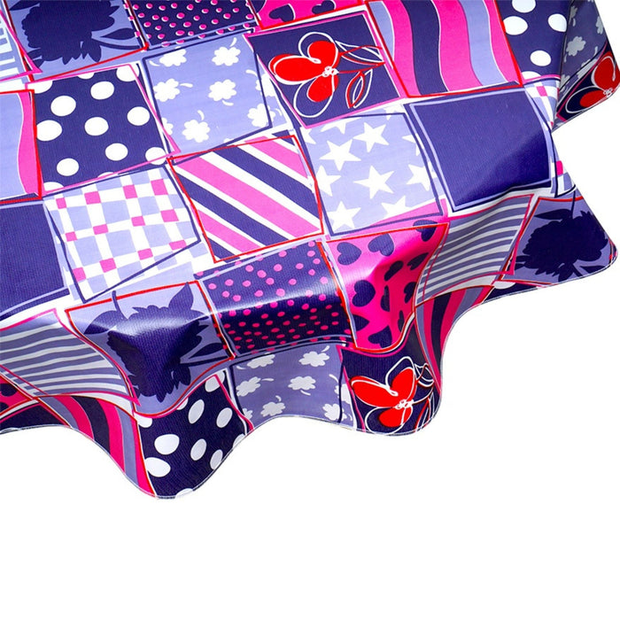 freckled sage round patchwork purple oilcloth tablecloth