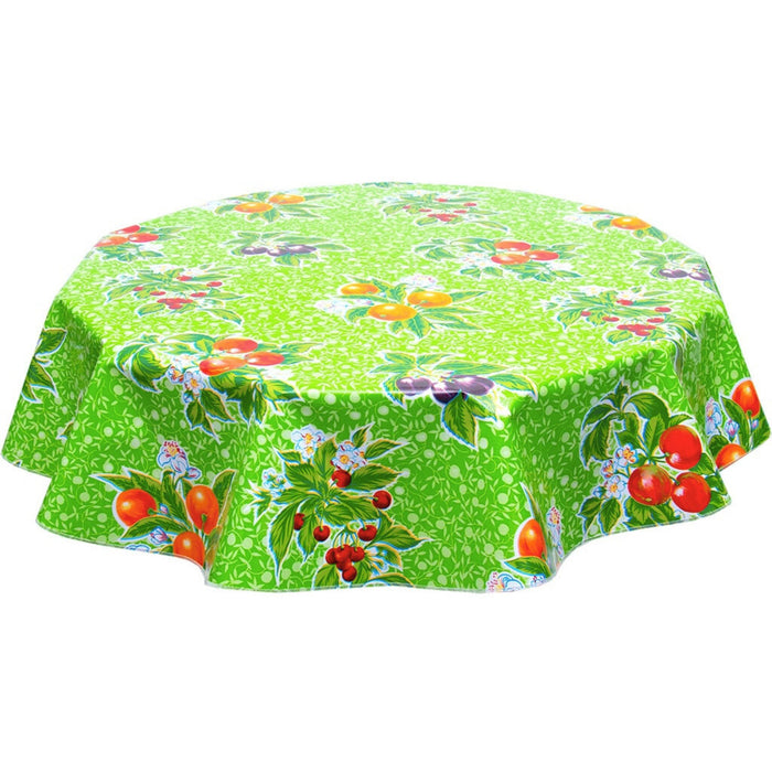 freckled sage round plum lime green oilcloth tablecloth