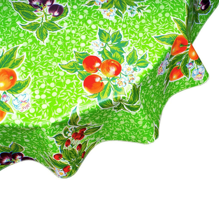freckled sage round plum lime green oilcloth tablecloth