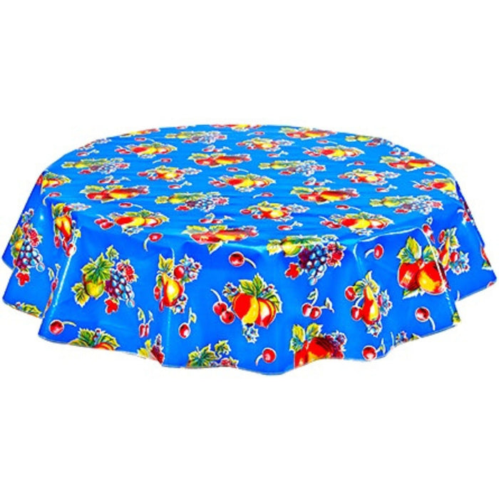 freckled sage round retro blue oilcloth tablecloth