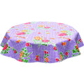 freckled sage round rose and grid purple oilcloth tablecloth