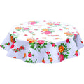 freckled sage round rose and grid white oilcloth tablecloth