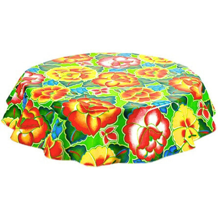freckled sage round sage's garden lime green oilcloth tablecloth