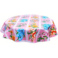 freckled sage round sentimental pink oilcloth tablecloth