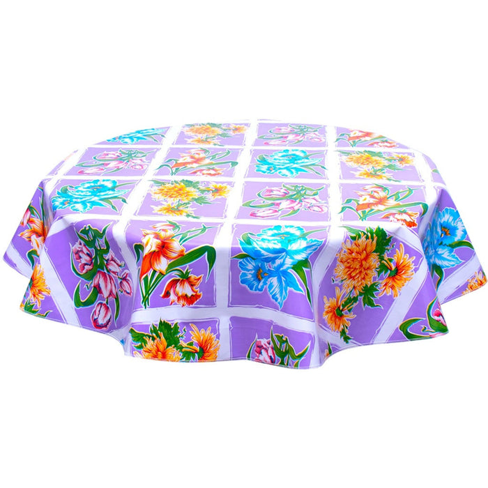 freckled sage round sentimental purple oilcloth tablecloth