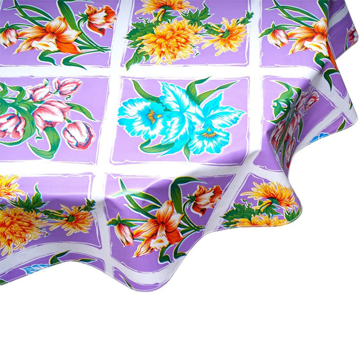 freckled sage round sentimental purple oilcloth tablecloth