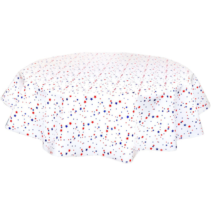 freckled sage round stars red white and blue oilcloth tablecloth