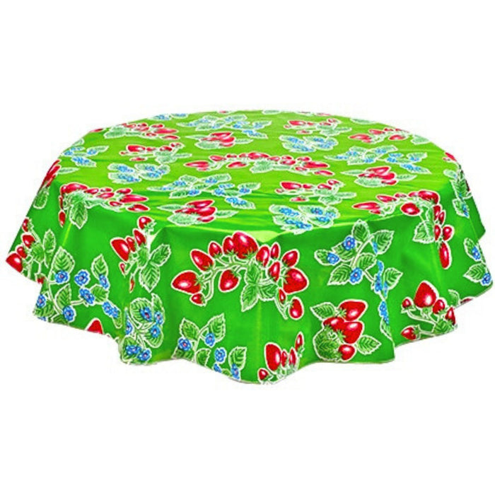 freckled sage round strawberry lime green oilcloth tablecloth