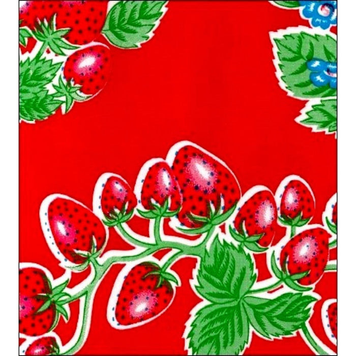 freckled sage strawberry red oilcloth swatch