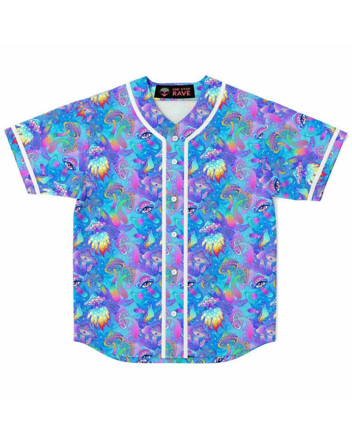 Shroomin Blue Jersey, Baseball Jersey, - One Stop Rave