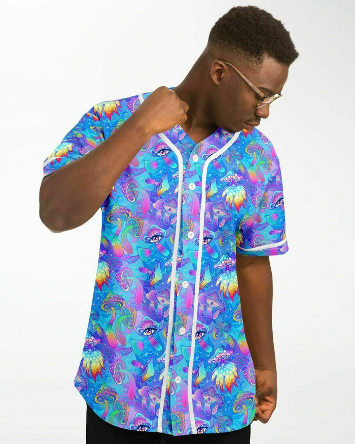 Shroomin Blue Jersey, Baseball Jersey, - One Stop Rave