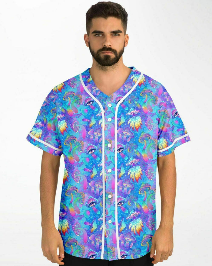Shroomin Blue Jersey, Baseball Jersey, - One Stop Rave