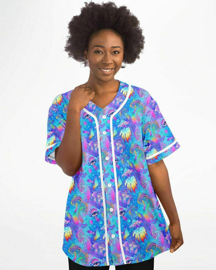 Shroomin Blue Jersey, Baseball Jersey, - One Stop Rave