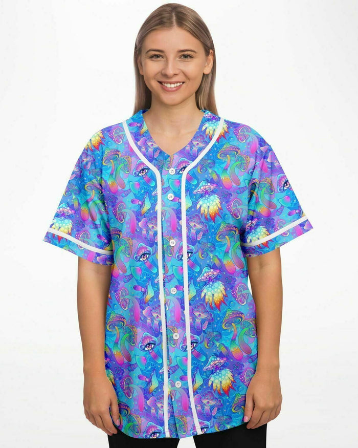 Shroomin Blue Jersey, Baseball Jersey, - One Stop Rave