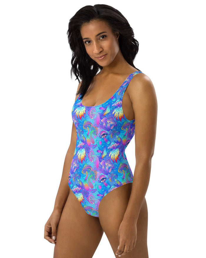 Shroomin Blue Bodysuit, Bodysuit, - One Stop Rave