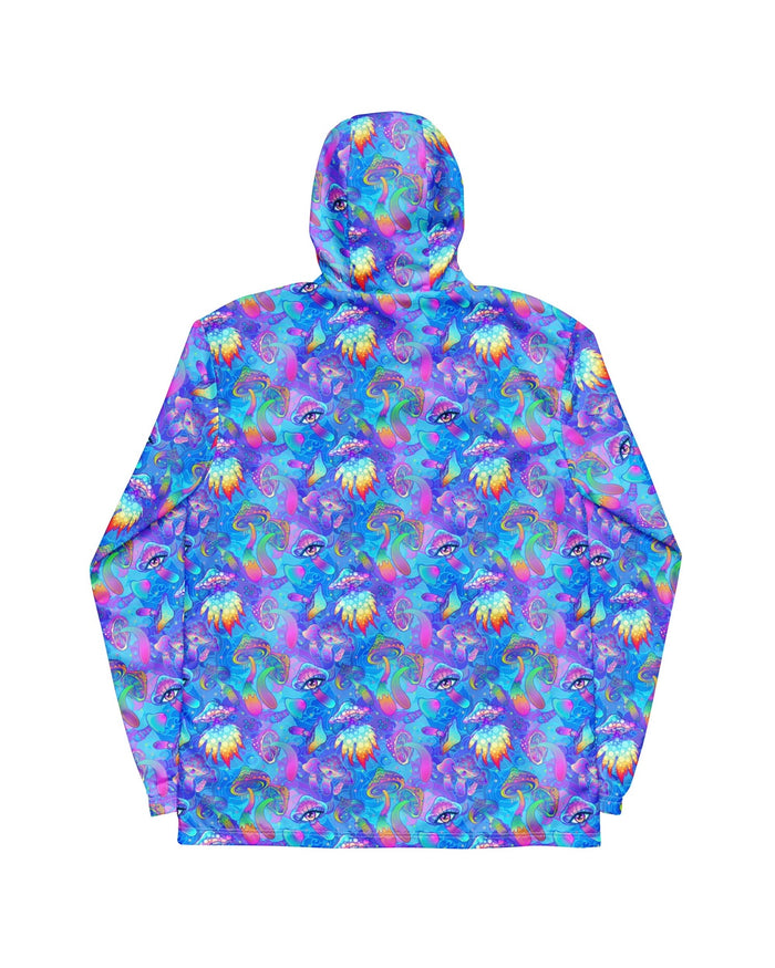 Shroomin Blue Windbreaker, Zip-Up Jacket, - One Stop Rave