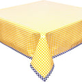 freckled sage yellow gingham oilcloth tablecloth with black gingham trim