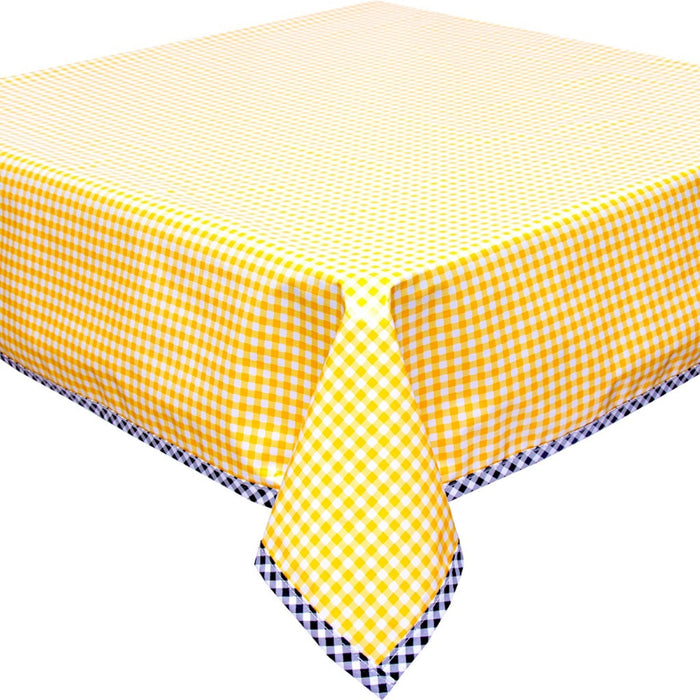 freckled sage yellow gingham oilcloth tablecloth with black gingham trim