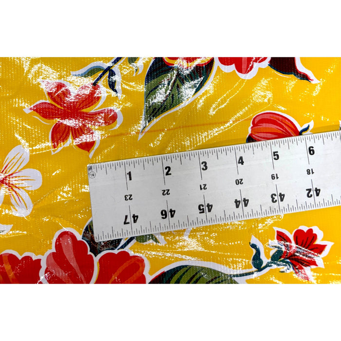 Slightly Imperfect 86" Round Hawaii Yellow Oilcloth Tablecloth