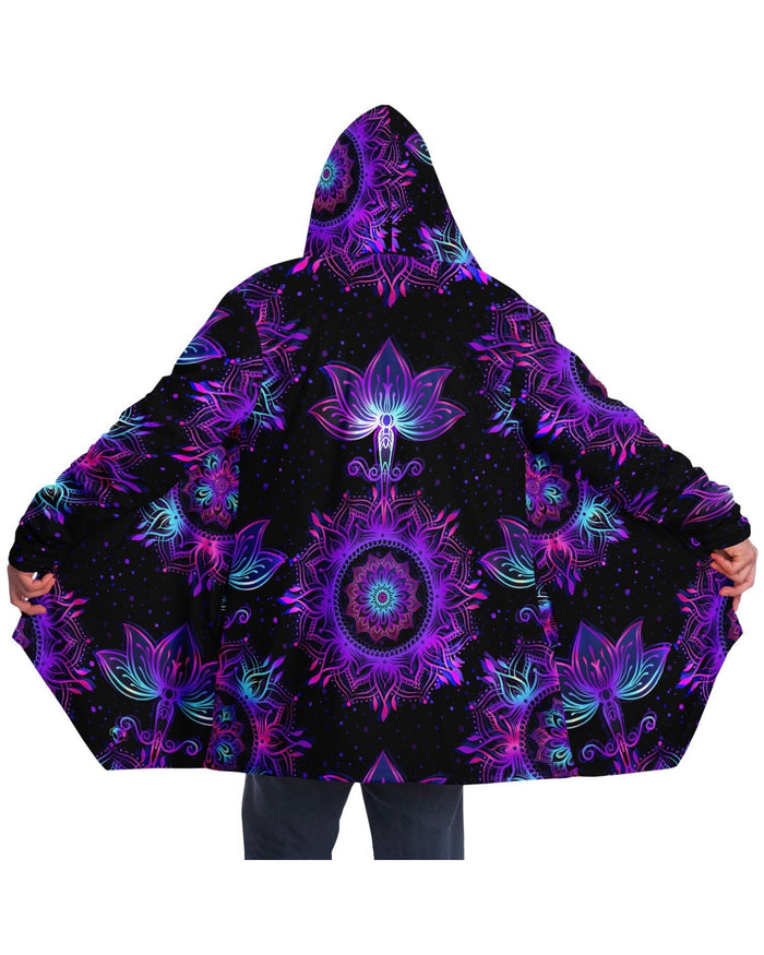 Starlight Mandala Rave Cloak on model held open for full view