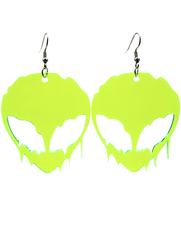 Trippy Alien Earrings, Dangle Earrings, - One Stop Rave