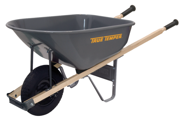 True Temper 6 Cubic Foot Steel Wheelbarrow With Never Flat Tire