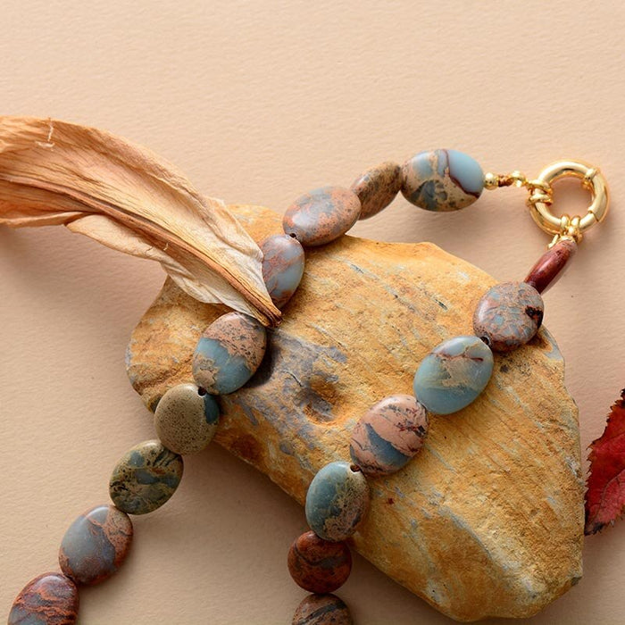 Unique Natural Chunky Imperial Jasper Beaded Choker Necklace