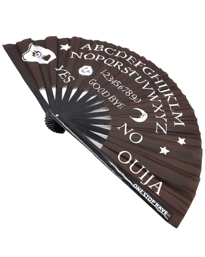 Wake the Dead hand fan angled view Ouija board detail